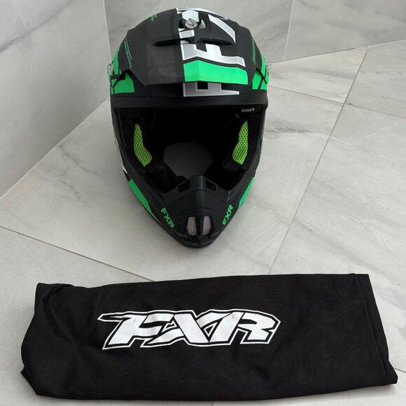 FXR Racing Black/Lime Torque Team Helmet - Size Medium - Picture 2 of 6